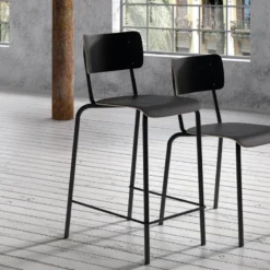 Perfecta Collège Tabouret snack vintage avec dossier en bois et métal><noscript><img width=