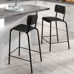 Perfecta Collège Tabouret snack vintage avec dossier en bois et métal><noscript><img width=