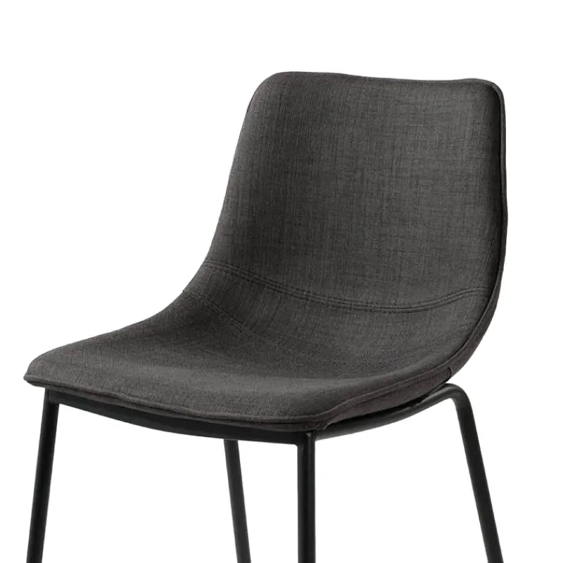 CoqueTabouret snack coque en tissu gris et pieds en métal noir> Tabouret Snack (assise +/- 65 Cm)|Tabouret De Bar (assise +/- 80 Cm)