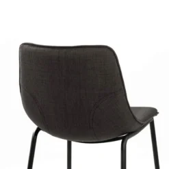 CoqueTabouret snack coque en tissu gris et pieds en métal noir><noscript><img width=