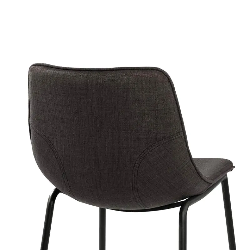 CoqueTabouret snack coque en tissu gris et pieds en métal noir> Tabouret Snack (assise +/- 65 Cm)|Tabouret De Bar (assise +/- 80 Cm)
