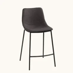 CoqueTabouret snack coque en tissu gris et pieds en métal noir><noscript><img width=