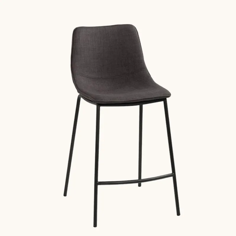 CoqueTabouret snack coque en tissu gris et pieds en métal noir> Tabouret Snack (assise +/- 65 Cm)|Tabouret De Bar (assise +/- 80 Cm)