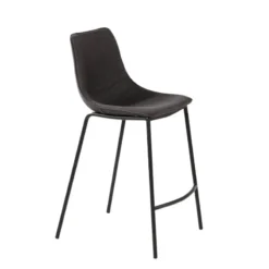 CoqueTabouret snack coque en tissu gris et pieds en métal noir><noscript><img width=