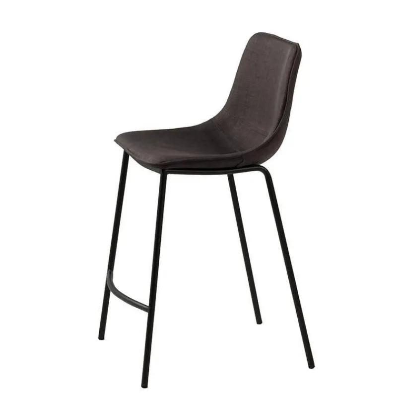 CoqueTabouret snack coque en tissu gris et pieds en métal noir> Tabouret Snack (assise +/- 65 Cm)|Tabouret De Bar (assise +/- 80 Cm)