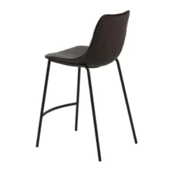 CoqueTabouret snack coque en tissu gris et pieds en métal noir><noscript><img width=