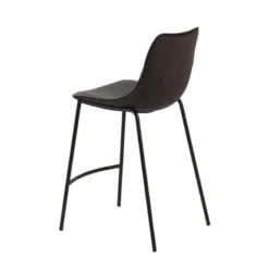 CoqueTabouret snack coque en tissu gris et pieds en métal noir><noscript><img width=