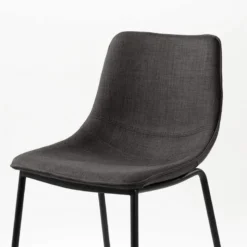 CoqueTabouret snack coque en tissu gris et pieds en métal noir><noscript><img width=