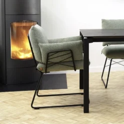 Mobitec Cosy ® Fauteuil design confortable assise en tissu et pieds en métal><noscript><img width=
