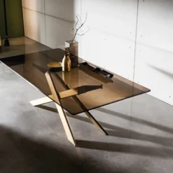 Sovet Italia Cross Sovet® Table de salle à manger design en verre et métal> Table De Salle à Manger