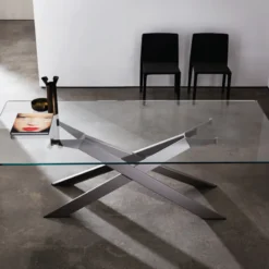 Sovet Italia Cross Sovet® Table de salle à manger design en verre et métal> Table De Salle à Manger