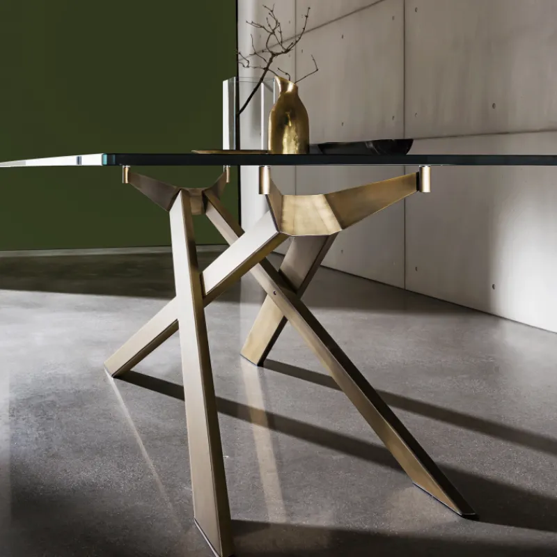 Sovet Italia Cross Sovet® Table de salle à manger design en verre et métal> Table De Salle à Manger