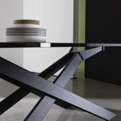 Sovet Italia Cross Sovet® Table de salle à manger design en verre et métal><noscript><img width=