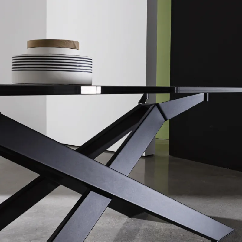 Sovet Italia Cross Sovet® Table de salle à manger design en verre et métal> Table De Salle à Manger
