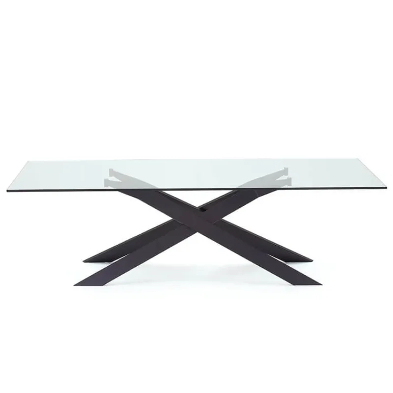 Sovet Italia Cross Sovet® Table de salle à manger design en verre et métal> Table De Salle à Manger