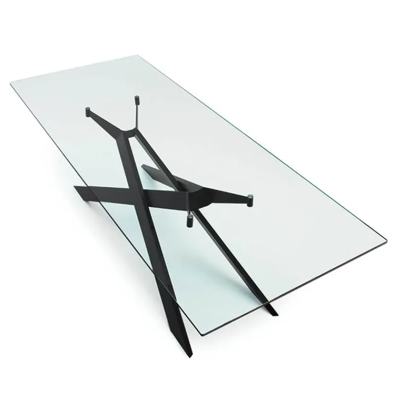 Sovet Italia Cross Sovet® Table de salle à manger design en verre et métal> Table De Salle à Manger