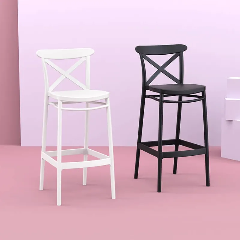 Cross Tabouret de bar moderne avec dossier en polypropylène> Tabouret De Bar (assise +/- 80 Cm)