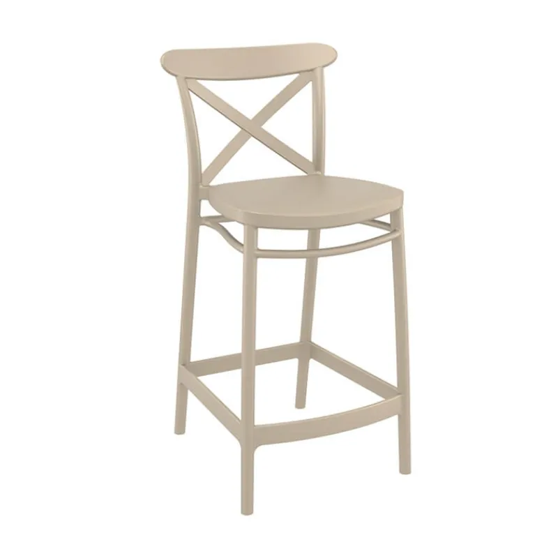 Cross Tabouret snack moderne en polypropylène avec dossier> Tabouret Snack (assise +/- 65 Cm)|Tabouret De Bar (assise +/- 80 Cm)