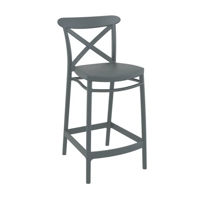 Cross Tabouret snack moderne en polypropylène avec dossier> Tabouret Snack (assise +/- 65 Cm)|Tabouret De Bar (assise +/- 80 Cm)