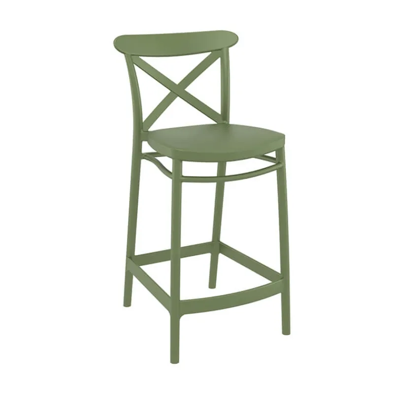 Cross Tabouret snack moderne en polypropylène avec dossier> Tabouret Snack (assise +/- 65 Cm)|Tabouret De Bar (assise +/- 80 Cm)