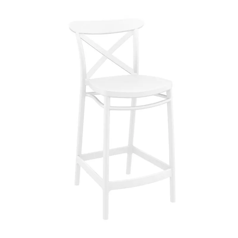 Cross Tabouret snack moderne en polypropylène avec dossier> Tabouret Snack (assise +/- 65 Cm)|Tabouret De Bar (assise +/- 80 Cm)