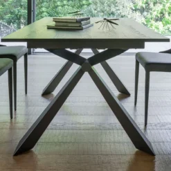 Altacom Delta Table design italienne extensible en mélaminé et pieds en X> Table De Salle à Manger