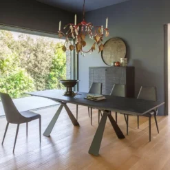 Altacom Delta Table design italienne extensible en mélaminé et pieds en X><noscript><img width=