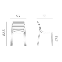 Doga bistrot Chaise de jardin design empilable sans accoudoirs de fabrication italienne><noscript><img width=