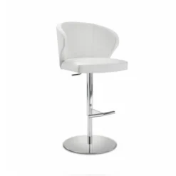 Peressini Doris P Tabouret pivotant et réglable en hauteur en synthétique et métal chromé> Tabouret Snack (assise +/- 65 Cm)|Tabouret De Bar (assise +/- 80 Cm)