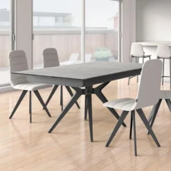 Cancio Eiffel Central Table moderne en céramique avec pied central et allonge> Table De Salle à Manger
