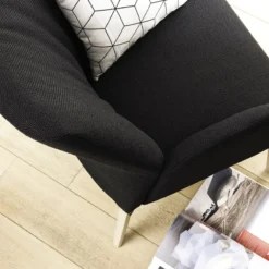 Mobitec Enora ® Fauteuil cocooning en tissu et pieds en bois><noscript><img width=
