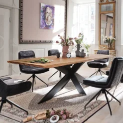 ExtrêmeTable design plateau bois massif avec pieds en métal> Table De Salle à Manger