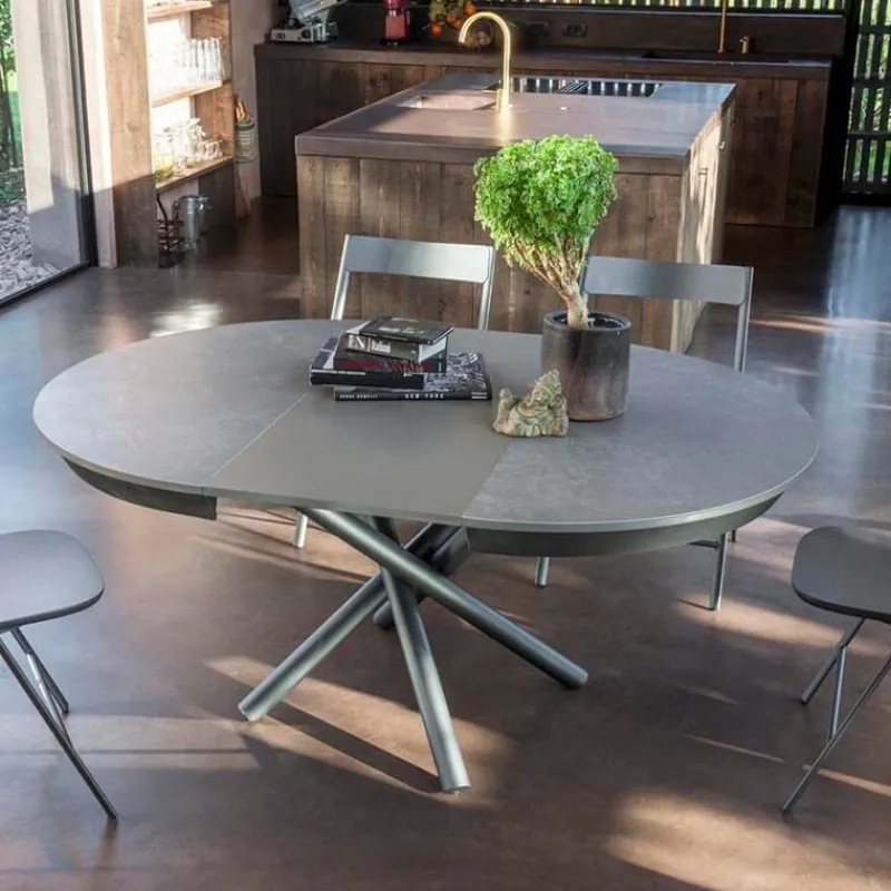Altacom Fahrenheit Super Table ronde extensible design en céramique et pieds mikado> Table De Salle à Manger