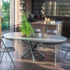 Altacom Fahrenheit Super Table ronde extensible design en céramique et pieds mikado><noscript><img width=