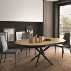 Altacom Fahrenheit Table design extensible ronde en bois avec pied central forme mikado> Table De Salle à Manger