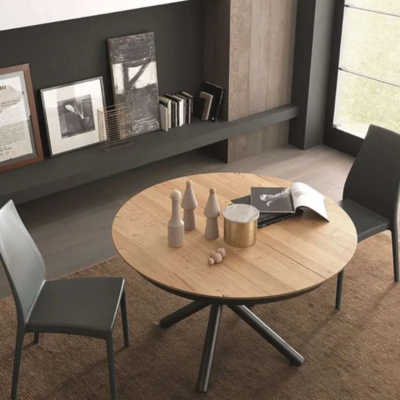 Altacom Fahrenheit Table design extensible ronde en bois avec pied central forme mikado> Table De Salle à Manger