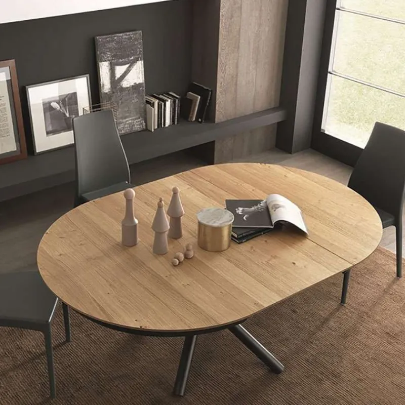 Altacom Fahrenheit Table design extensible ronde en bois avec pied central forme mikado> Table De Salle à Manger