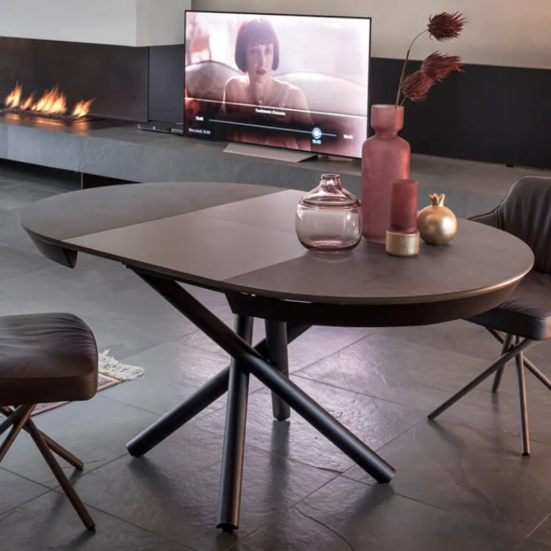 Altacom Fahrenheit Table design italienne ronde extensible en céramique> Table De Salle à Manger