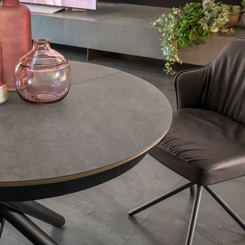 Altacom Fahrenheit Table design italienne ronde extensible en céramique> Table De Salle à Manger