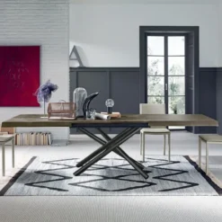 Altacom Fahrenheit Table extensible design italien rectangulaire avec pied mikado> Table De Salle à Manger