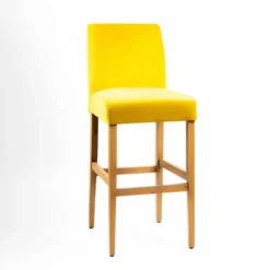 Sessio Fritz line Tabouret de bar avec dos en tissu matelassé et pieds en bois><noscript><img width=