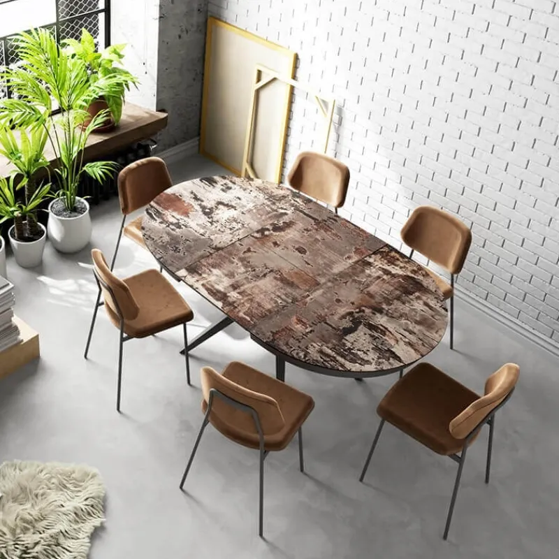 Cancio Globo Table ovale moderne extensible en Dekton> Table De Cuisine|Table De Salle à Manger