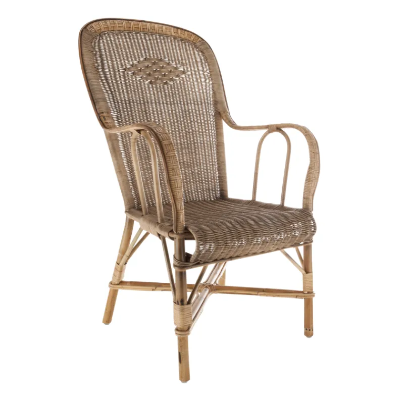Kok Grand père MarcelFauteuil dossier haut en rotin vintage> Fauteuil De Salon