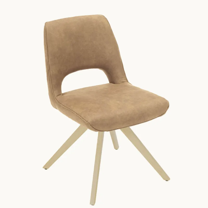 Hortense Chaise pivotante en tissu avec pieds en bois> Chaise De Salle à Manger|Chaise De Bureau