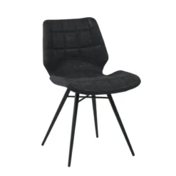 IberisChaise design rembourrée inspiration vintage avec pieds en métal noir><noscript><img width=