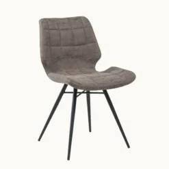 IberisChaise design rembourrée inspiration vintage avec pieds en métal noir><noscript><img width=