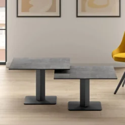 Cancio Ibero mini Table basse carrée en céramique avec pied central> Table De Salon