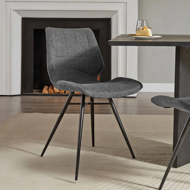 IbérisChaise design vintage rembourrée en tissu> Chaise De Salle à Manger|Chaise Salon