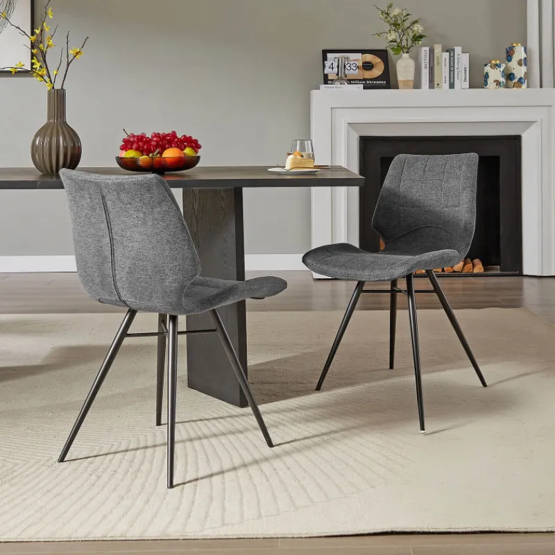 IbérisChaise design vintage rembourrée en tissu> Chaise De Salle à Manger|Chaise Salon