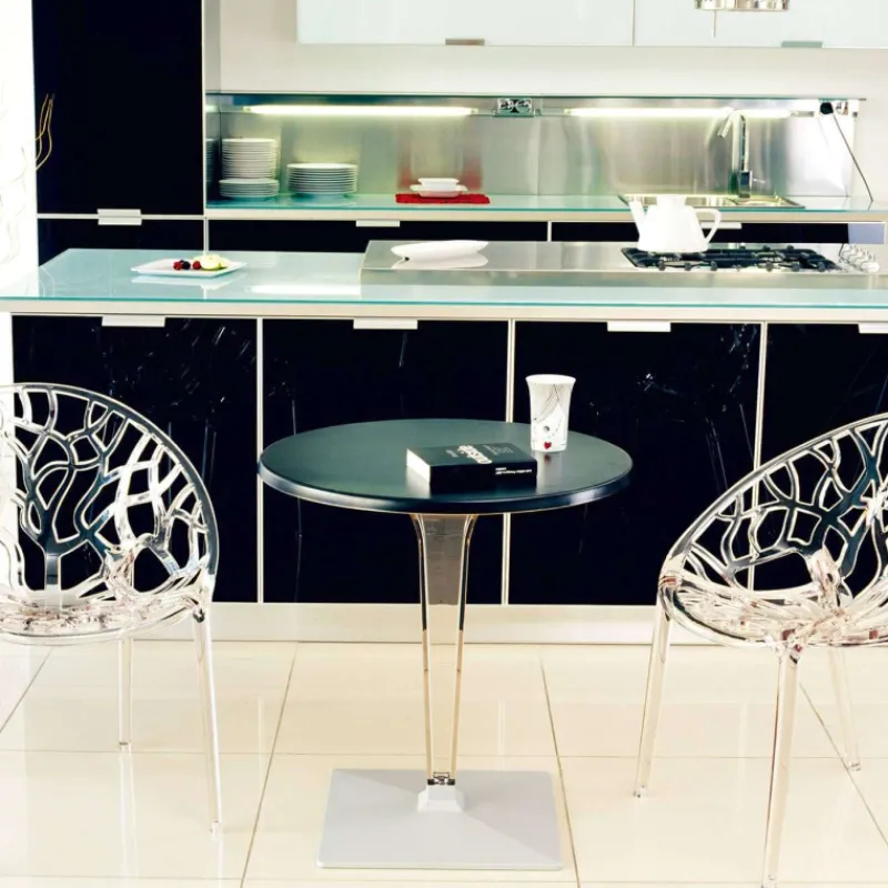 Ice Table design ronde en polycarbonate et stratifié> Table De Cuisine|Table Pour Petit Espace